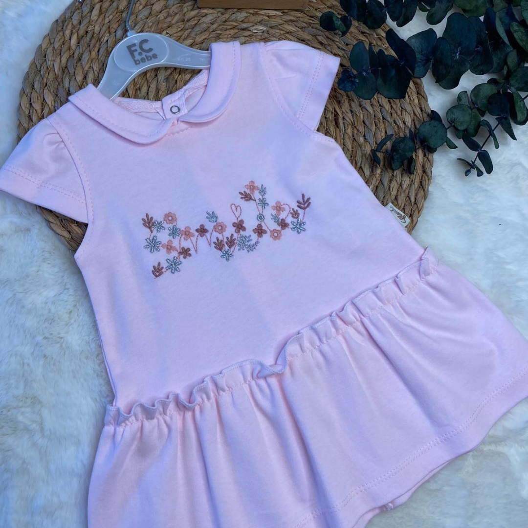 Kız Bebek Dokuma Pembe Elbise