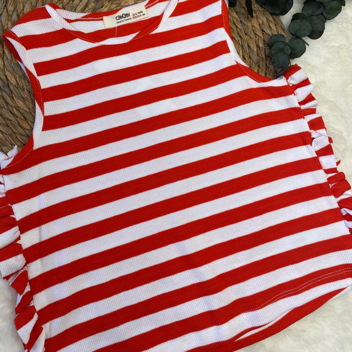 Çizgili Crop Bluz