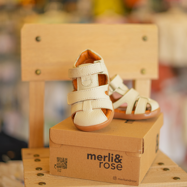 Merli&Rose Ortopedik Deri Sandalet – Krem