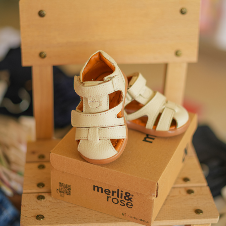 Merli&Rose Ortopedik Deri Sandalet – Krem