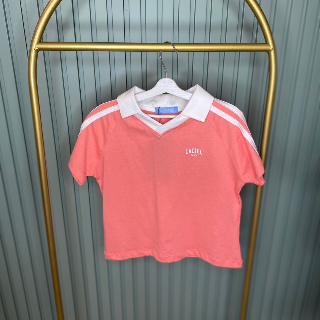 Azra Kids Polo Yaka Pembe Kız Takım – 2-7 Yaş Neşeli Stil!