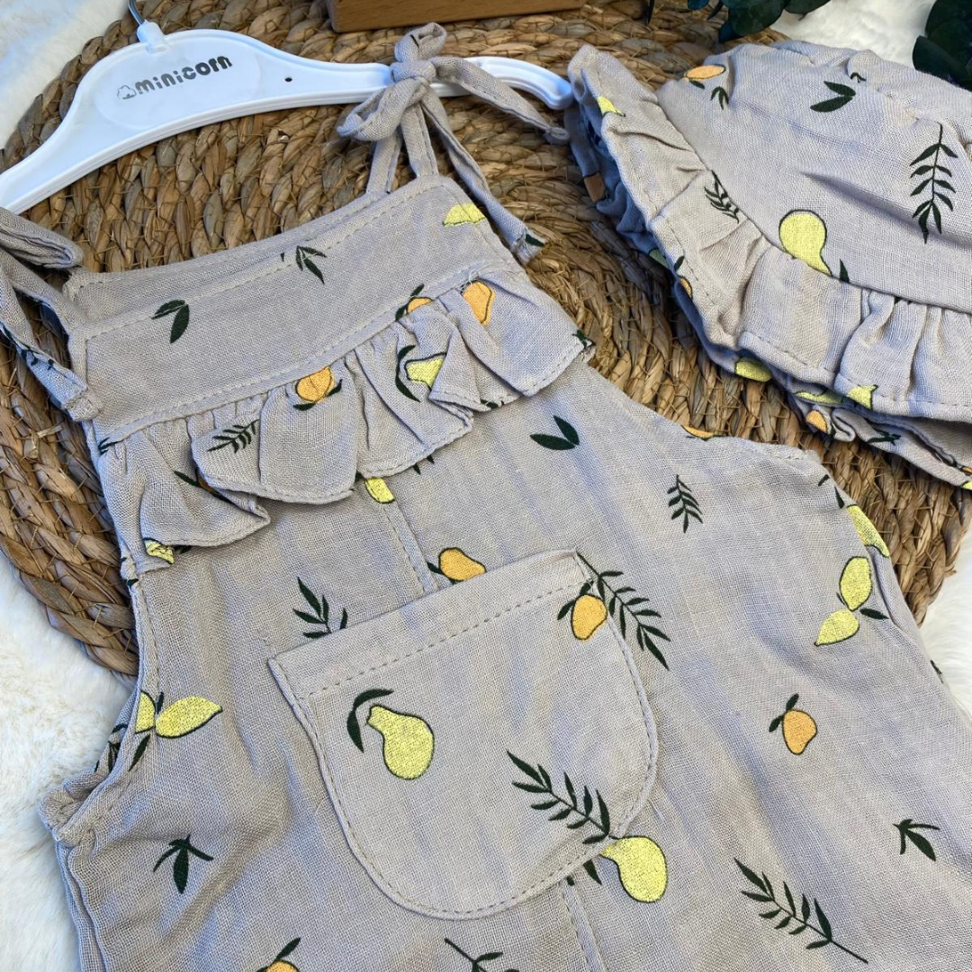 Kız Bebek Müslin Şapkalı Tulum