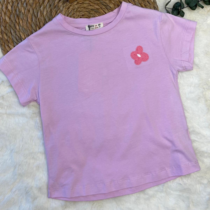 Pembe Çiçekli Tişört